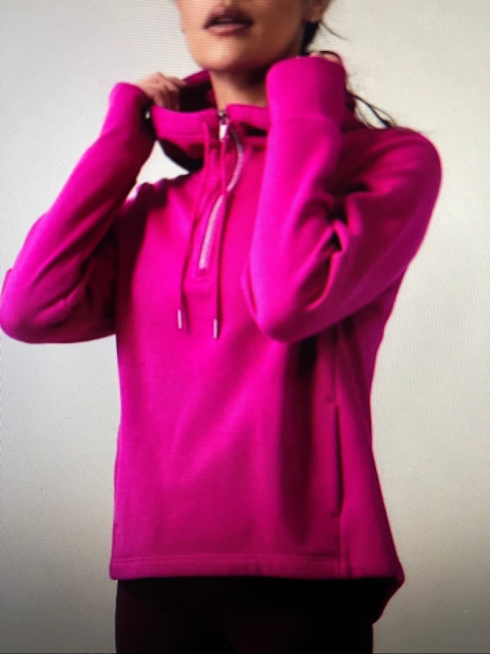 Athleta Cozy Karma 1/4 Zip Hoodie- Electric Fuchsia Pink